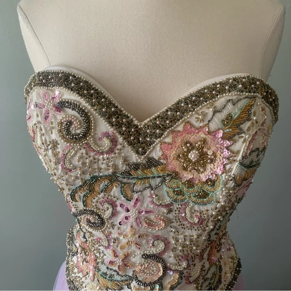 Oleg Cassini Ivory Corset Bustier Prom Bridal - Picture 4 of 8